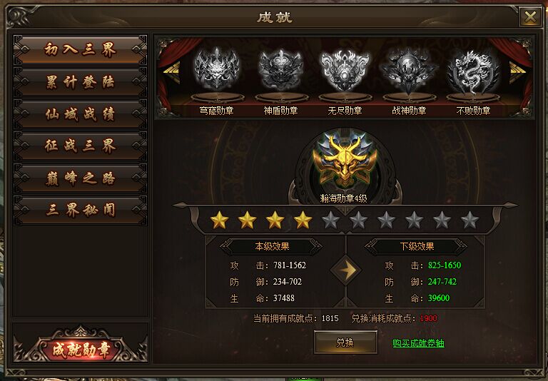 神戒成就勋章共有多少级